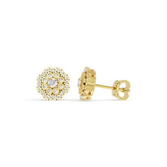 0.43 CTW 14K Yellow Gold Diamond Flower Stud Earrings